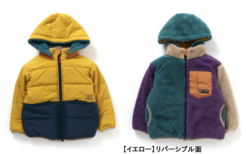 日本 BREEZE - 2WAY極暖裏絨保暖鋪棉外套-卡其x咖啡