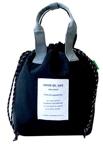 日本代購 - 抽繩束口保溫保冷便當袋-格紋-寶貝藍 (27x19×16cm)