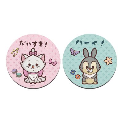 收納王妃 - 迪士尼 Disney 動物系列【瑪麗貓和桑普】 珪藻土軟式吸水杯墊-二入組10X10X0.5CM