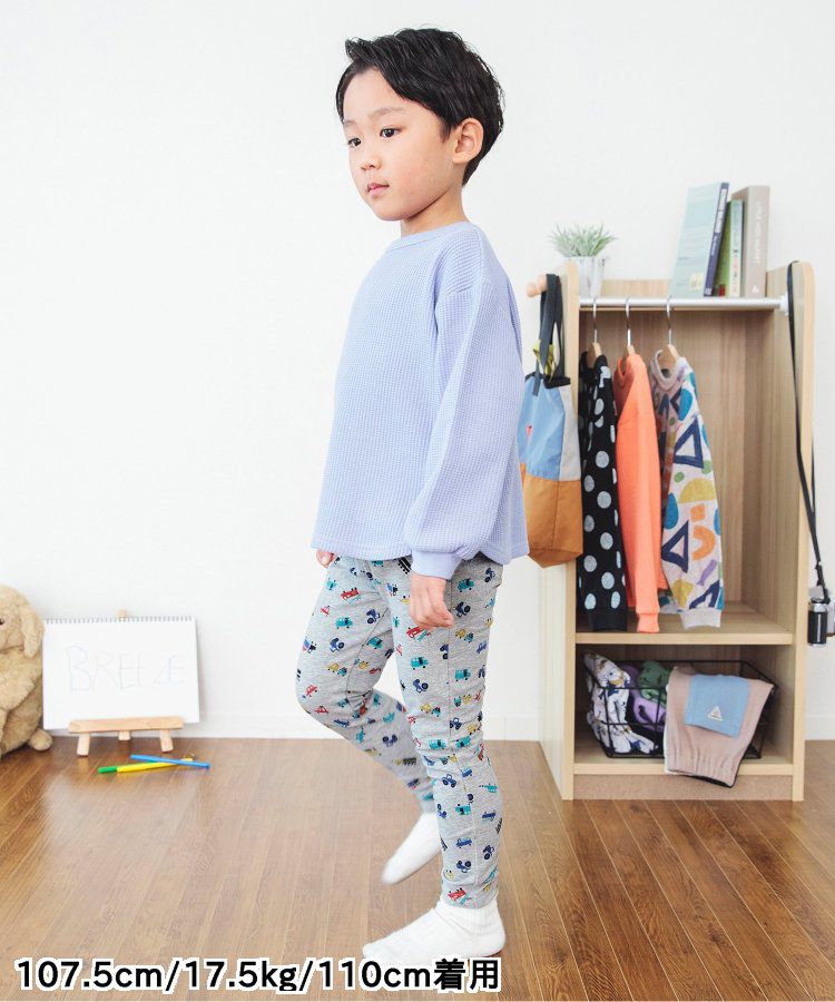 日本 BREEZE - 休閒百搭鬆緊長褲(9分丈)-小車車-淺灰