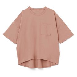 日本 GRL - 胸前口袋百搭短袖上衣-粉橘 (F)