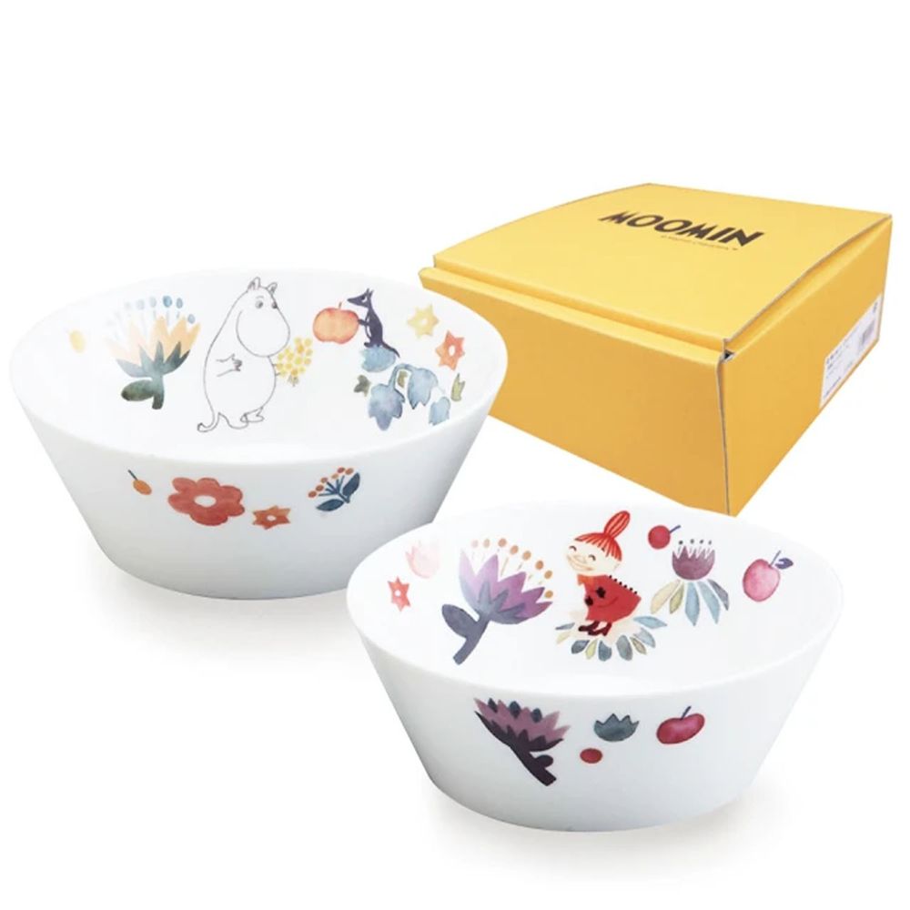 日本山加 yamaka - moomin 嚕嚕米彩繪陶瓷碗禮盒-MM2100-79)-2入組
