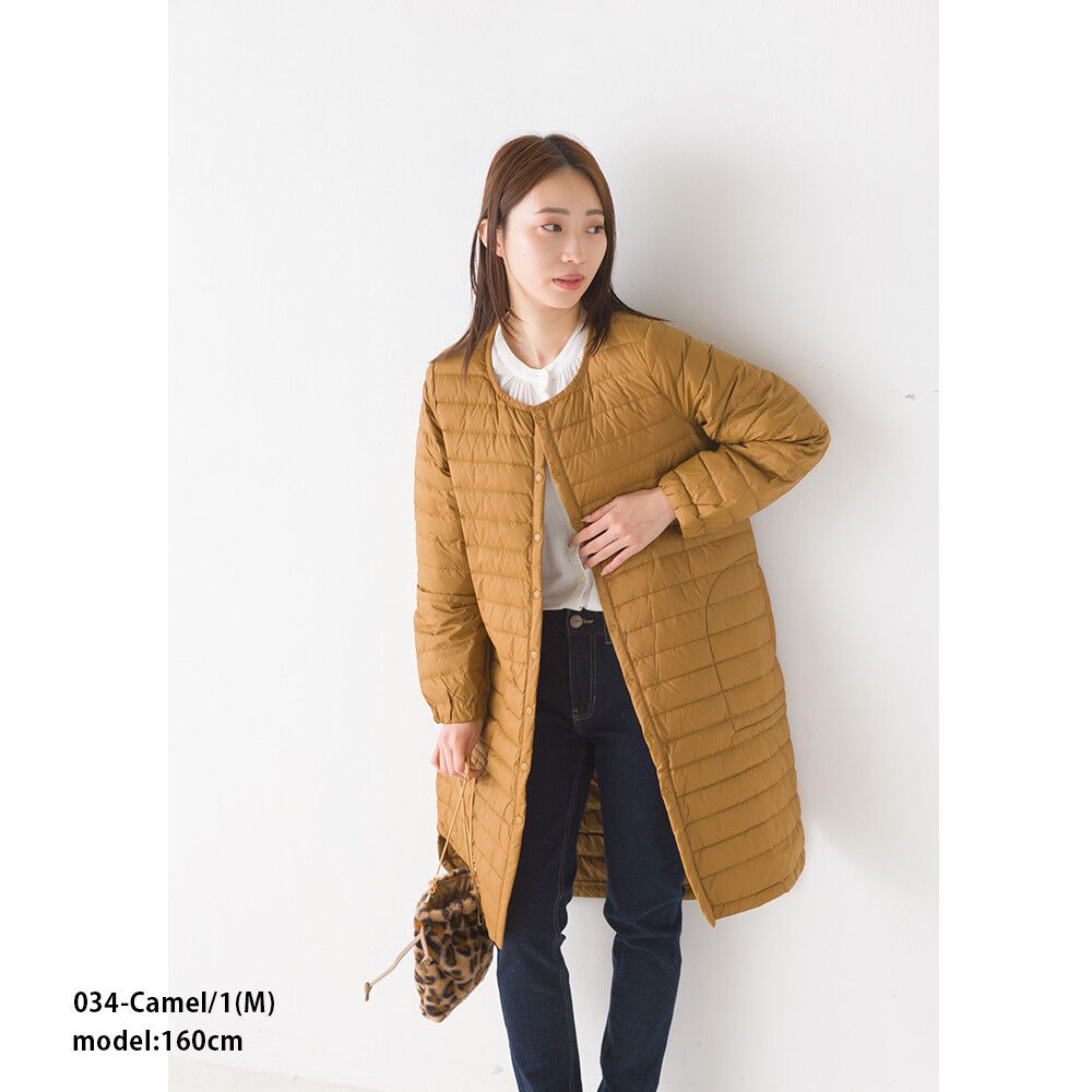 日本 OMNES - 90%羽絨 超保暖輕量長版羽絨外套-深藍-3950