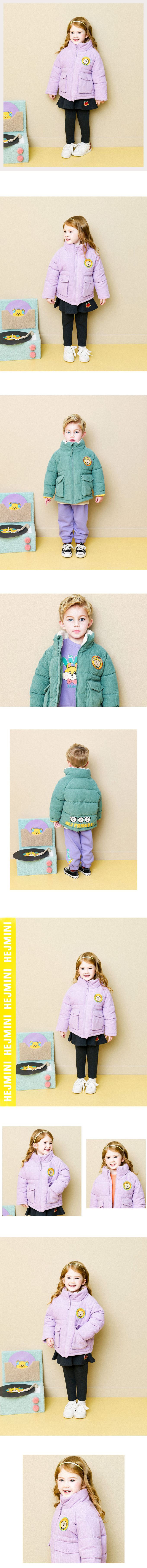 韓國 HEJMINI - 狗狗好朋友燈芯絨立領拉鍊外套-淺紫