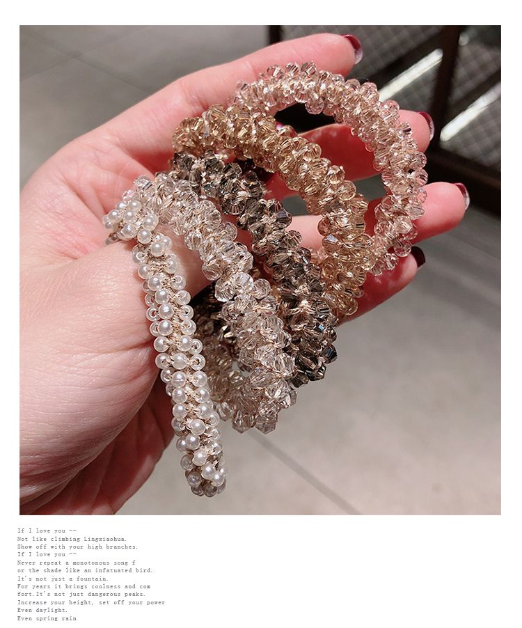 珍珠水晶兩用手鏈/髮圈-珍珠-白色