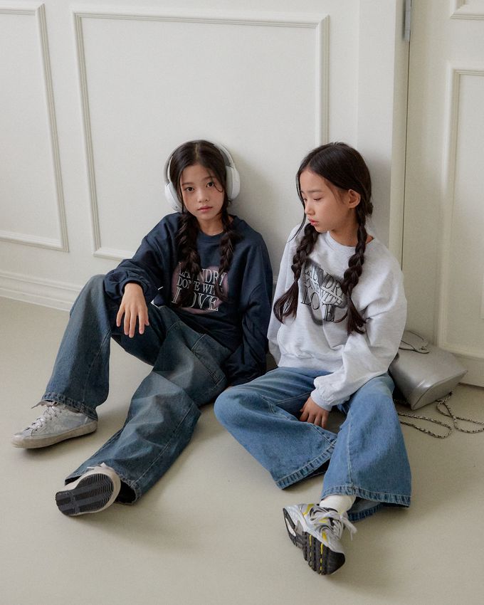 韓國 sm2 - 鬆緊腰雙口袋寬鬆丹寧長褲