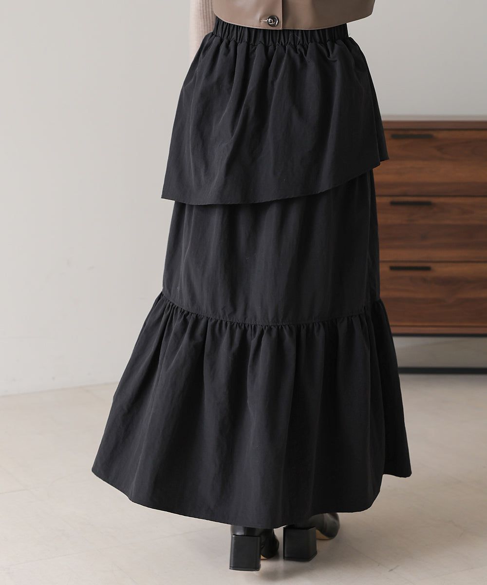 日本 Bab - 成熟可愛立體縐褶蛋糕長裙-米杏 (M)