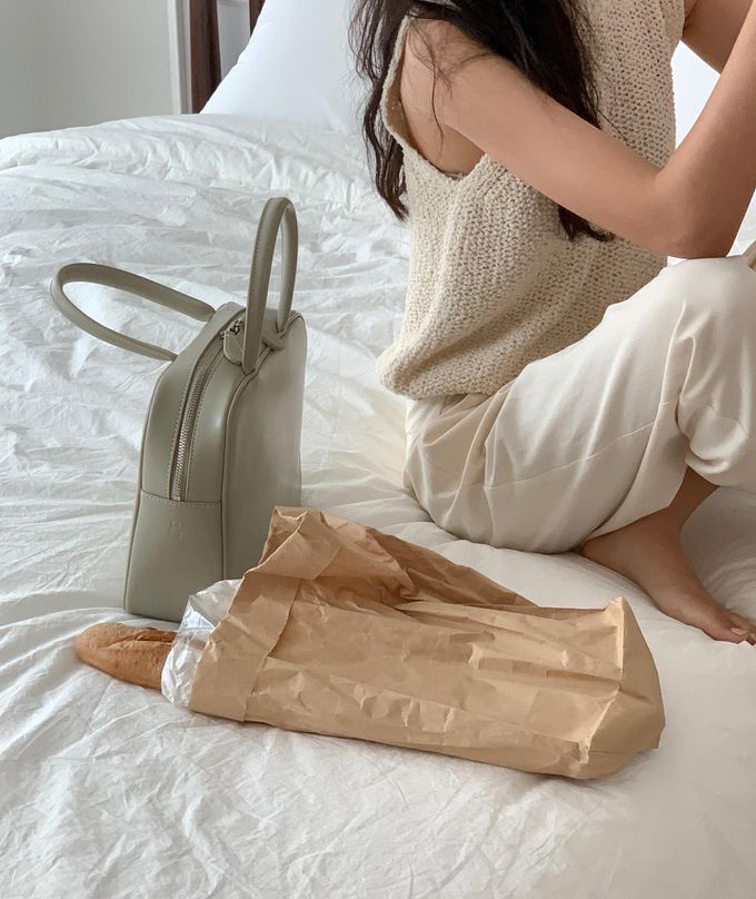 韓國lemego - 牛皮時髦時髦方形手提包(Lego)-薄荷綠