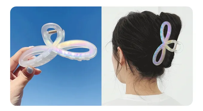 韓國 Soo&Soo - 歐若拉炫光髮夾-蝴蝶結-透明