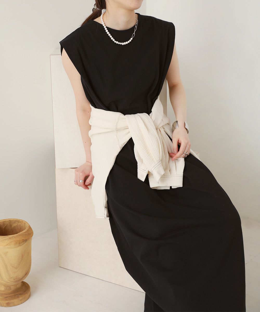 日本 Bou Jeloud - 純棉俐落剪裁涼感無袖洋裝-磚橘