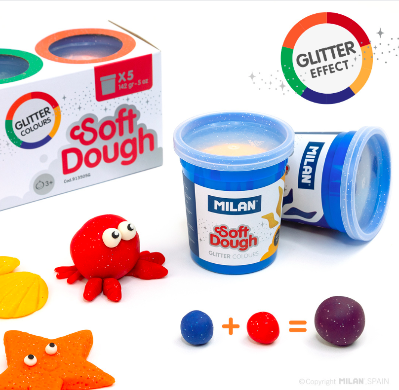 MILAN - 捏捏麵團好好玩黏土-閃光糰子(5色入)