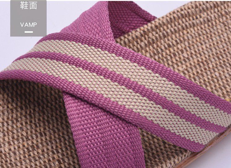 亞麻室內拖鞋-X交叉型-淺灰色