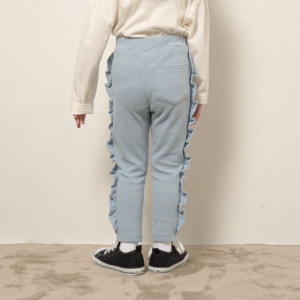 日本 Lycee mine - Anywhere系列 側面荷葉邊9分褲-水藍