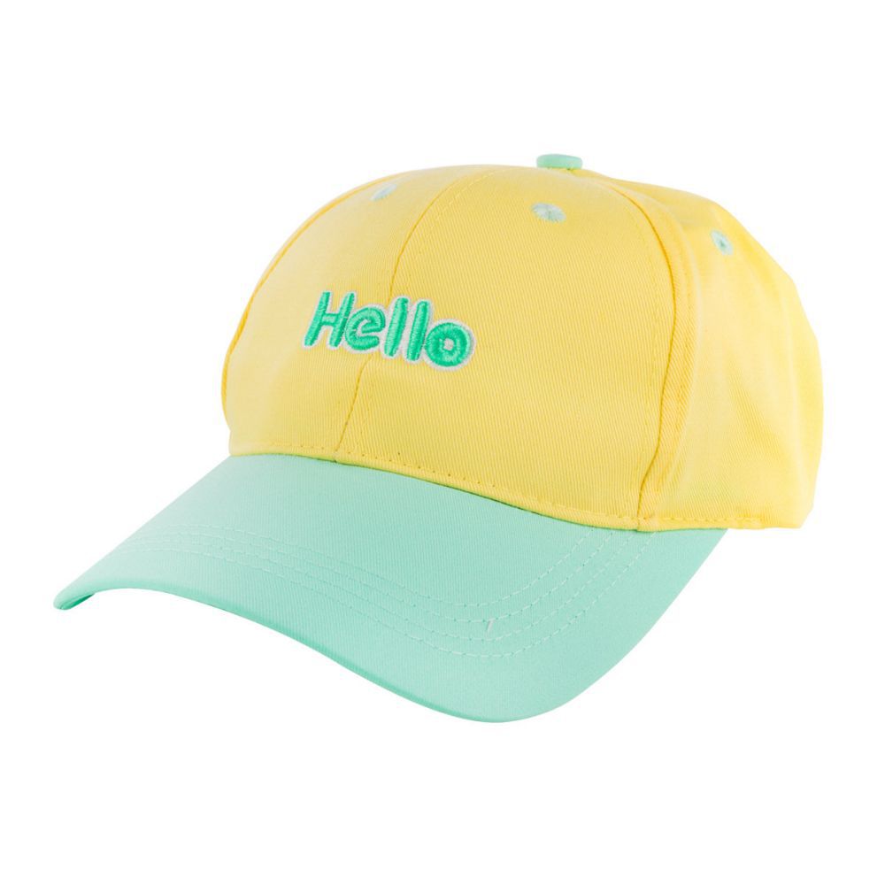 HUGGER - 小文青撞色兒童棒球帽 Hello黃綠色(防曬透氣遮陽輕量小孩鴨舌)-Hello黃綠色-70g