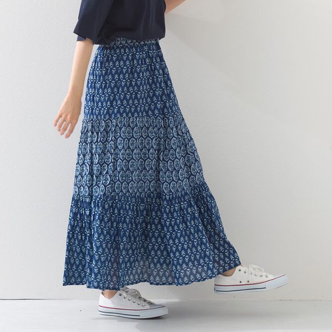 日本 OMNES - 100%印度棉 奢華圖騰長裙-黃