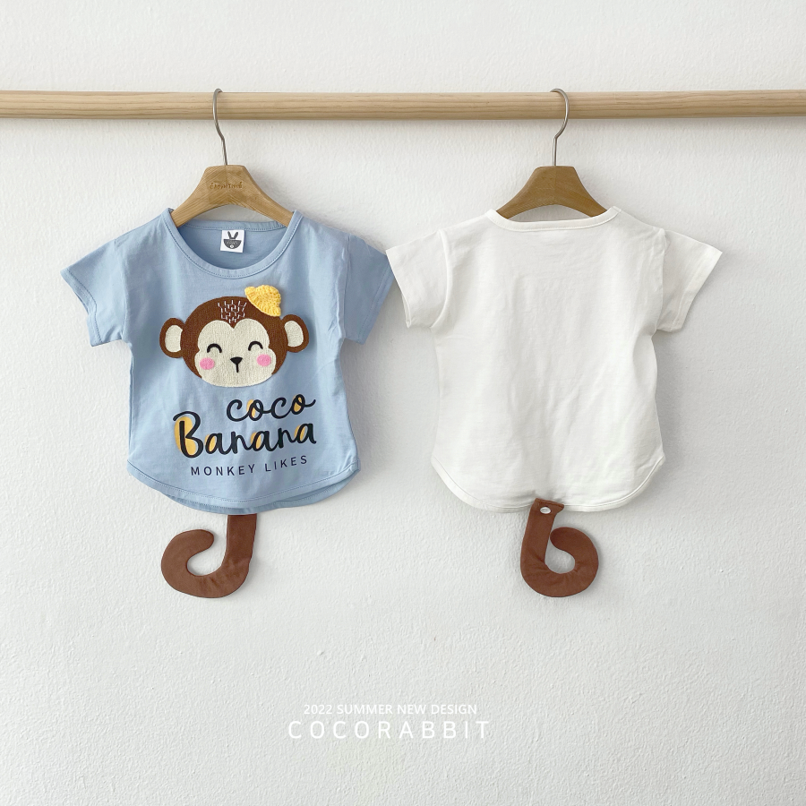 韓國 Coco rabbit - 立體帽子猴子尾巴T-象牙白