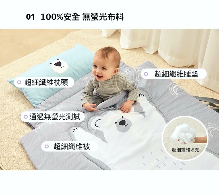 韓國 Baby Muffin - 雙面冬夏兩用抗菌防蟎睡袋/寢具-狗狗-被墊*1, 被子*1, 枕心*1, 贈收納防塵袋