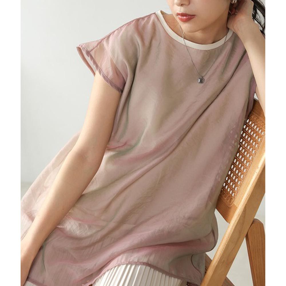 日本 Bab - [推薦]薄紗層次法式袖上衣-霓虹