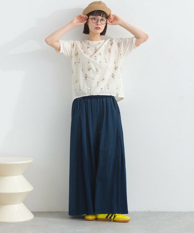 日本 Lupilien - 唯美刺繡舒適棉短袖上衣-蝴蝶結-深灰