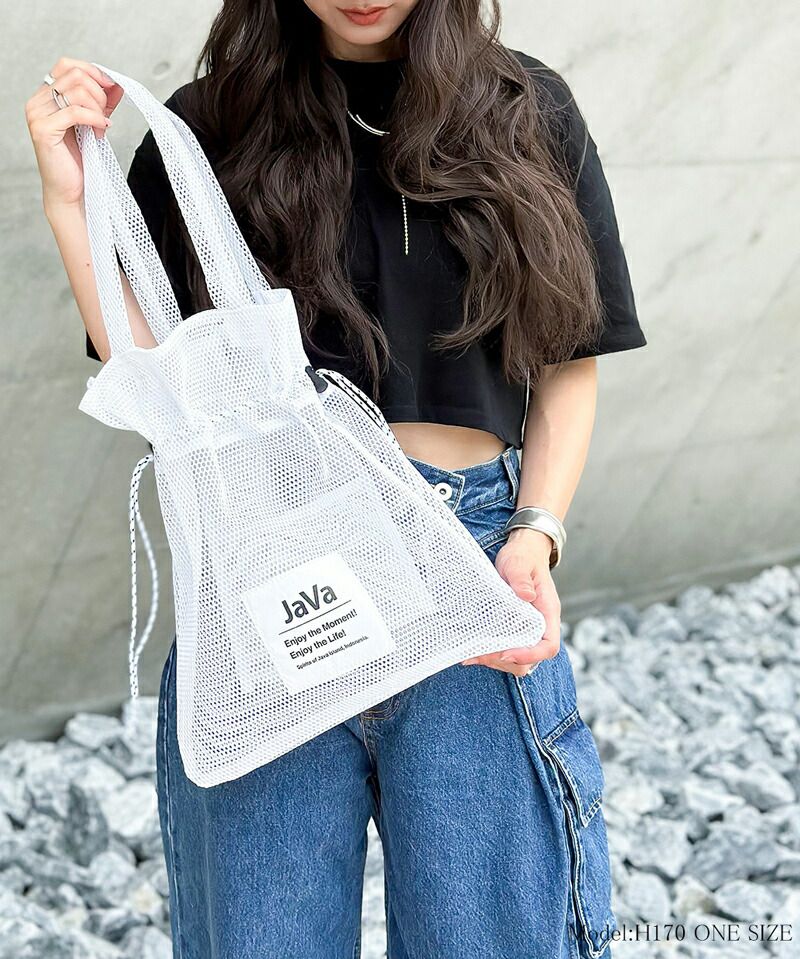 日本 Classical Elf - Java聯名 休閒抽繩洞洞提袋-深藍