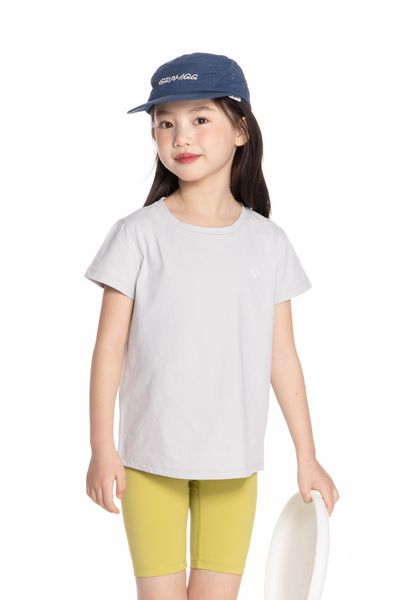 CLARA GIRLS - 吸濕排汗速乾運動短袖上衣-淺米灰