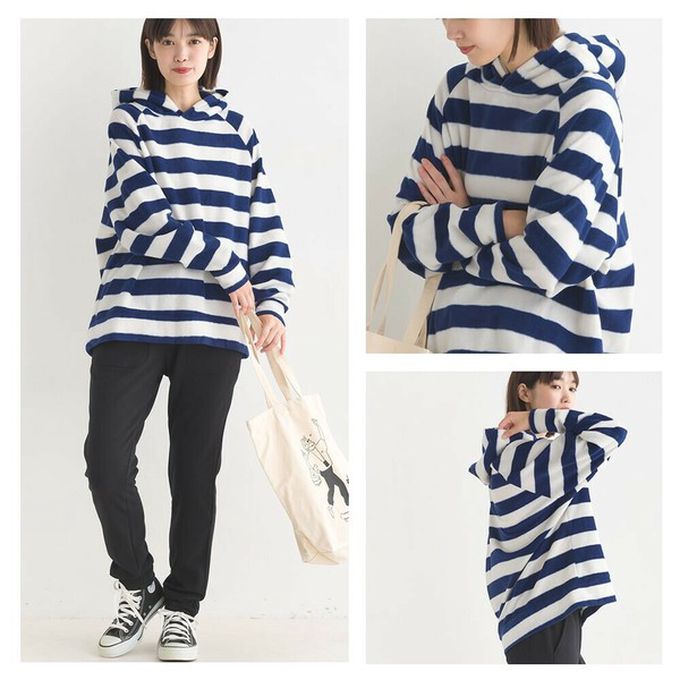 日本 OMNES - 防靜電 微絨休閒連帽長袖上衣-白