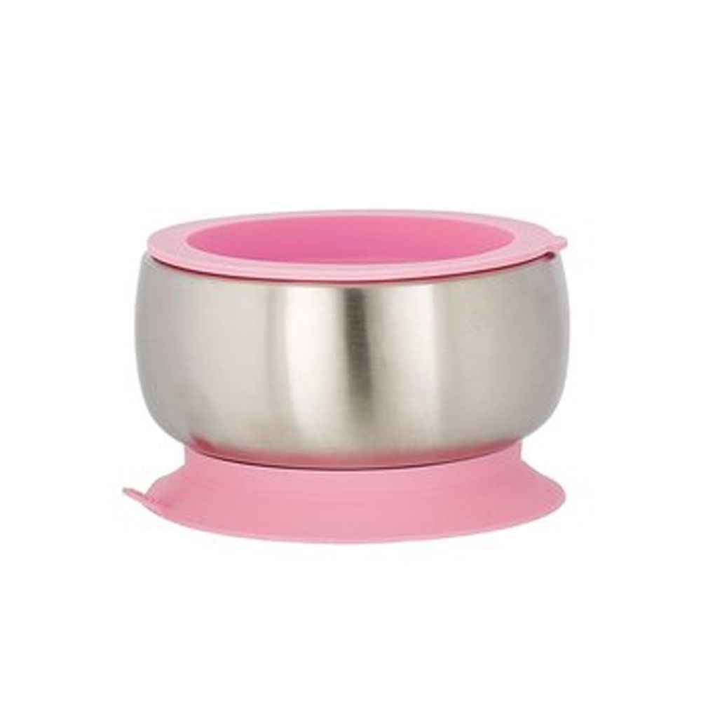 Avanchy - 雙層不鏽鋼-吸盤式餐碗-粉紅