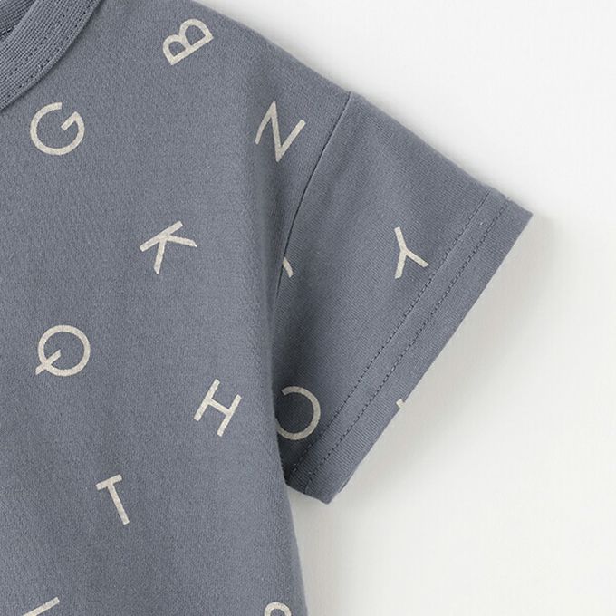 日本 petit main - [低價]接觸冷感 滿版印花短袖上衣-恐龍-橘紫