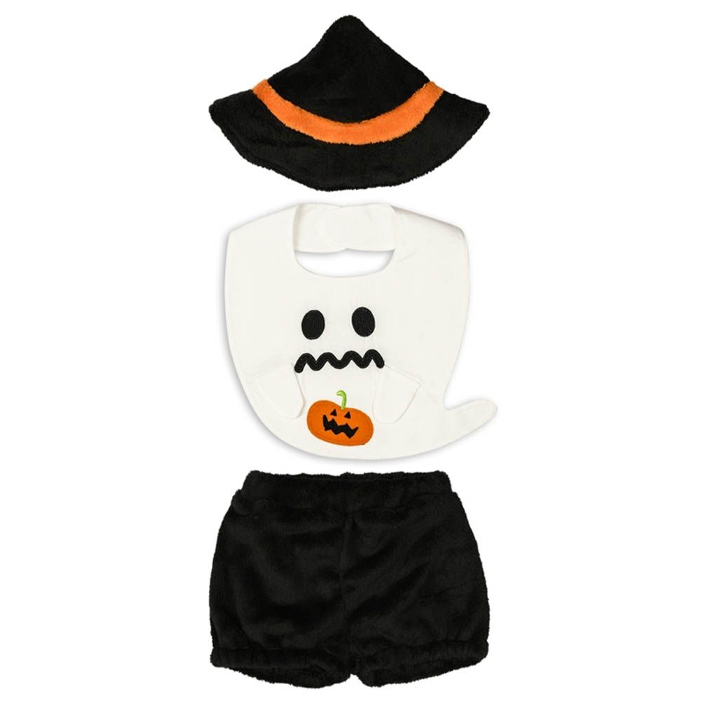 萬聖節-帽子+圍兜+短褲3件組-黑色 (80~90cm)