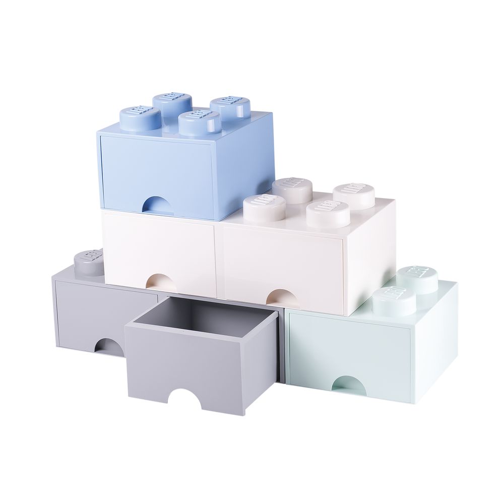 ( 1大+1小 兩入特惠組)樂高 LEGO® 白色四凸+八凸抽屜收納箱 (白色)