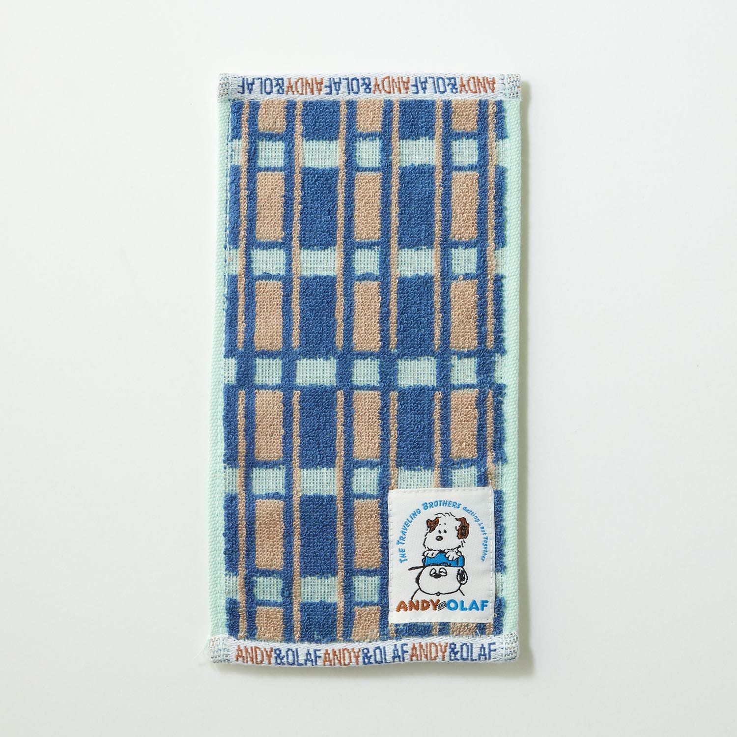 日本千趣會 - 史努比 抗菌除臭加工100%棉手帕-安迪和奧拉夫-藍綠 (約12.5×25cm)