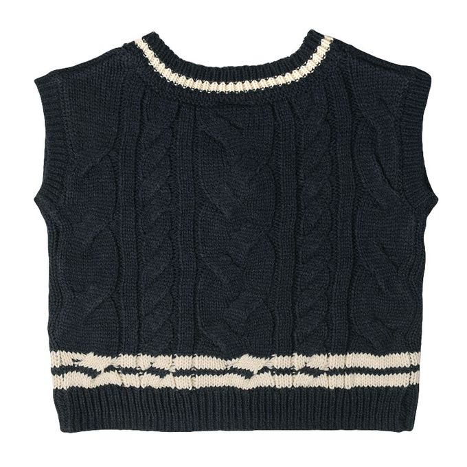 akachan honpo - 針織背心.-深藍色