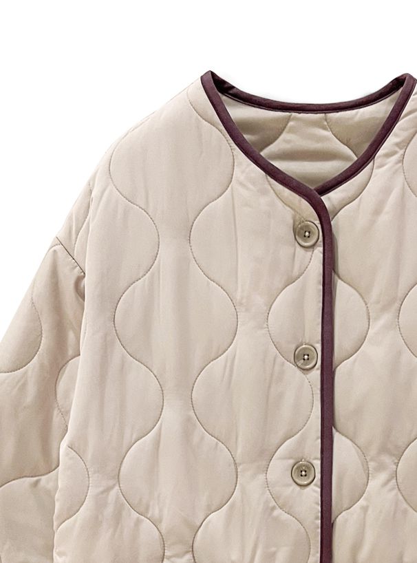 日本 GRL - 波浪衍縫鋪棉外套-米