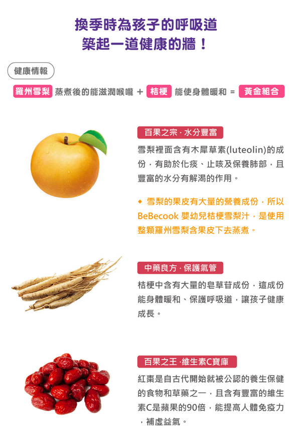 BEBECOOK 寶膳 - 幼兒雪梨紅棗桔梗汁組合-三入組