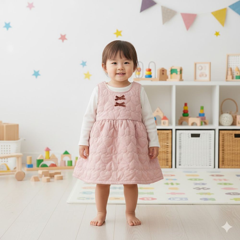 鋪棉背心裙-粉紅色