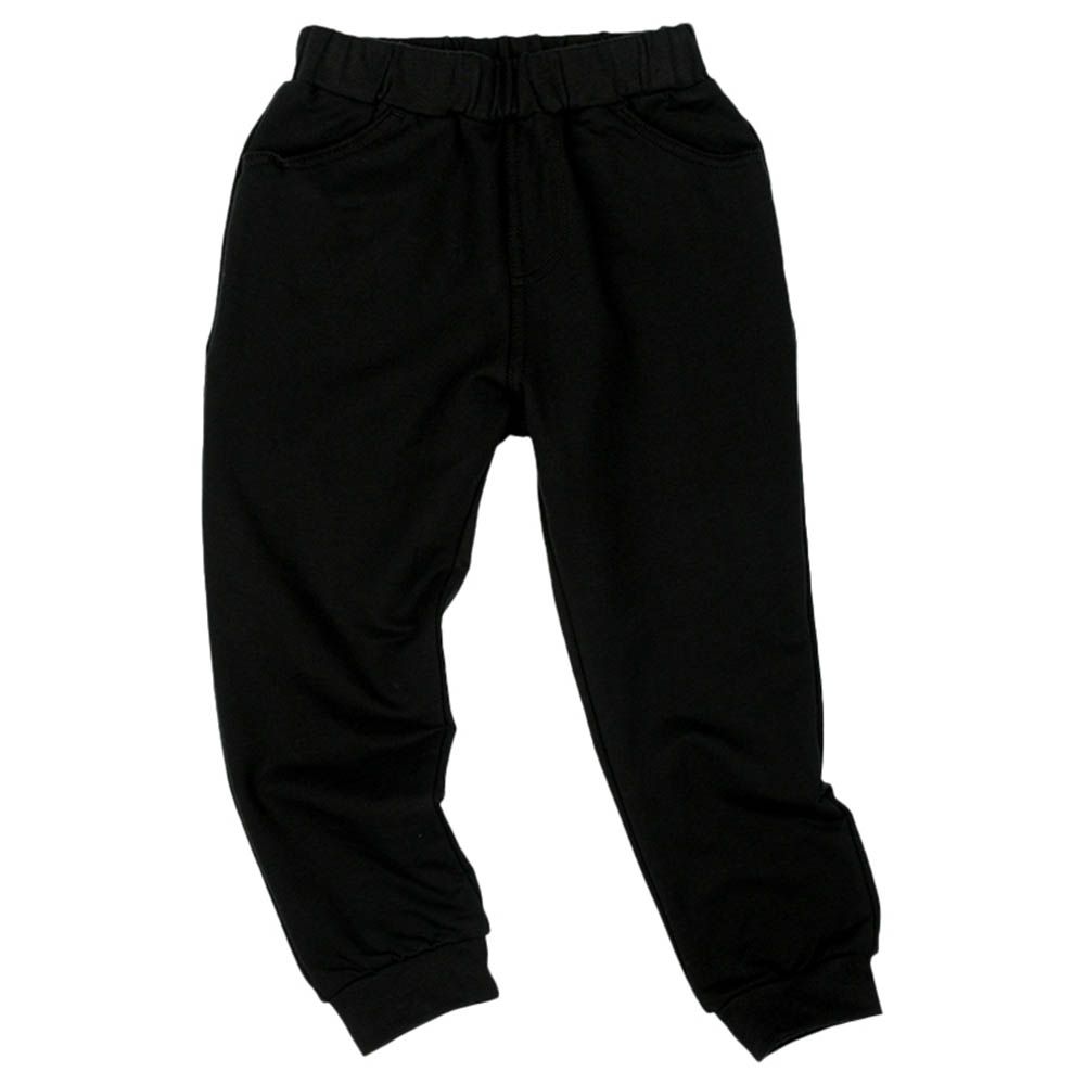 10分經典褲-毛圈內裡寬鬆合身款-黑色