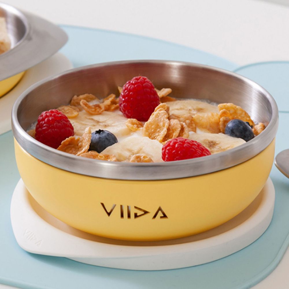 VIIDA - Soufflé抗菌不鏽鋼兒童餐碗-萊姆黃-專案