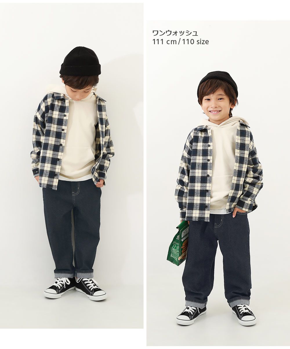 日本 devirock - RAKU DENIM 舒適丹寧褲-寬鬆直筒-海軍藍