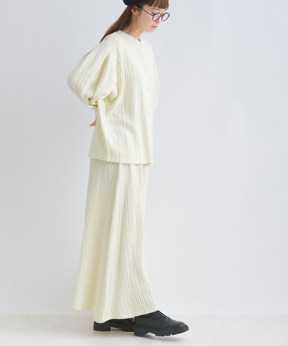 日本女裝代購 - 溫柔麻花針織不規則長裙-薰衣草