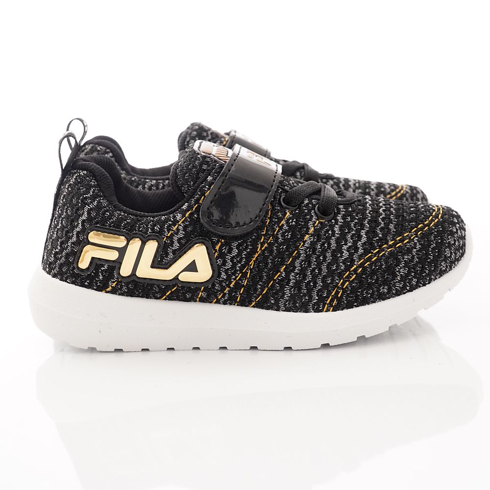 FILA - 運動童鞋-針織簡約慢跑鞋款(中大童段)-黑金