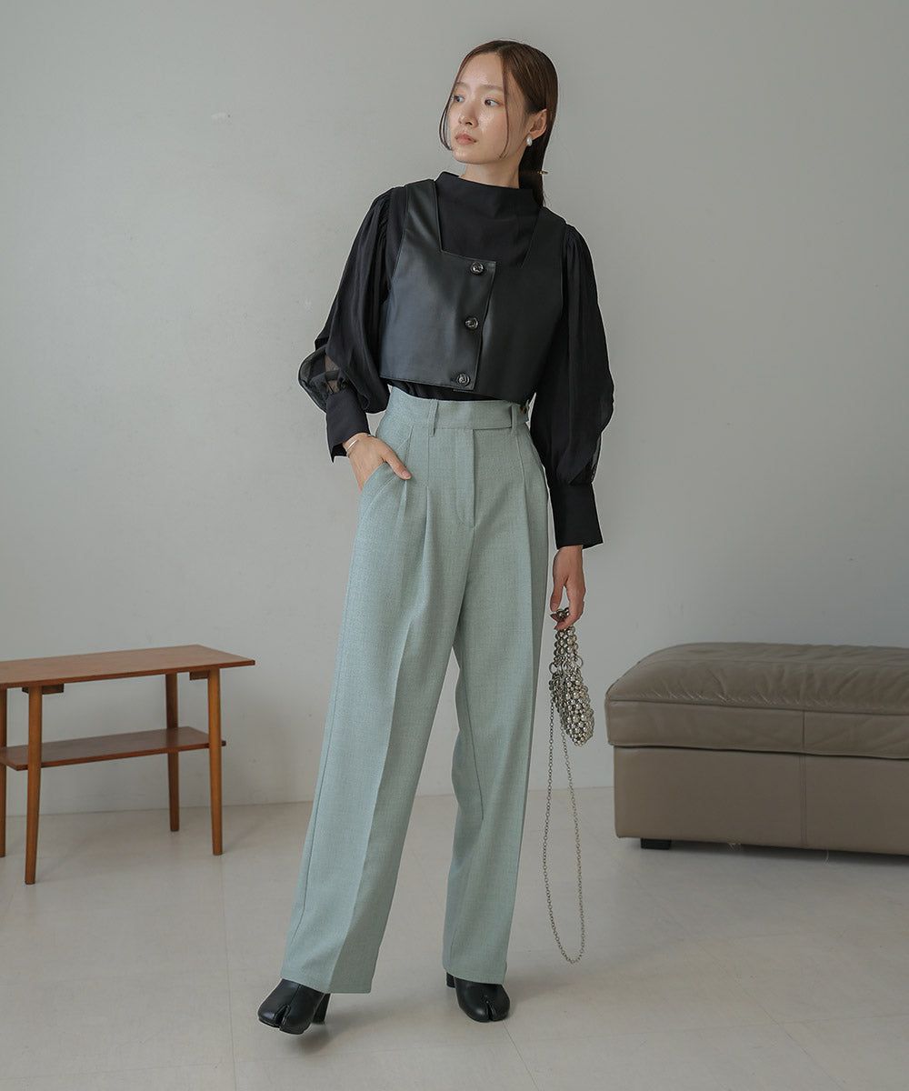 日本 Bab - 柔美紗拼接袖雪紡上衣-深可可