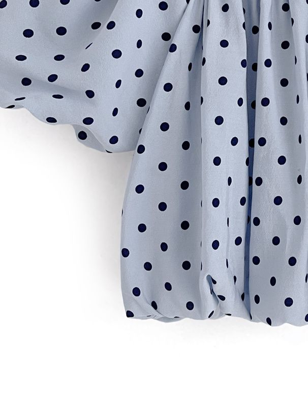 日本 GRL - 可愛泡泡袖點點短版上衣-淺米杏 (M)