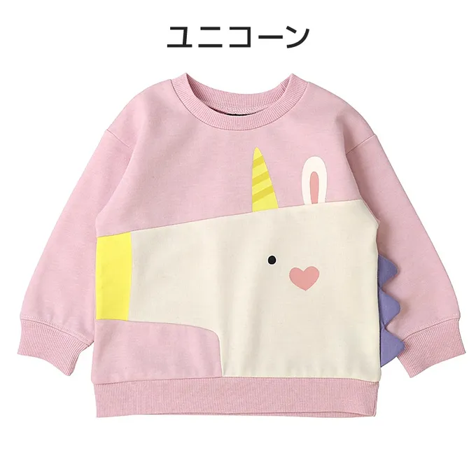 日本 ZOOLAND - 裏起毛 可愛立體動物長袖上衣-鯊魚-灰