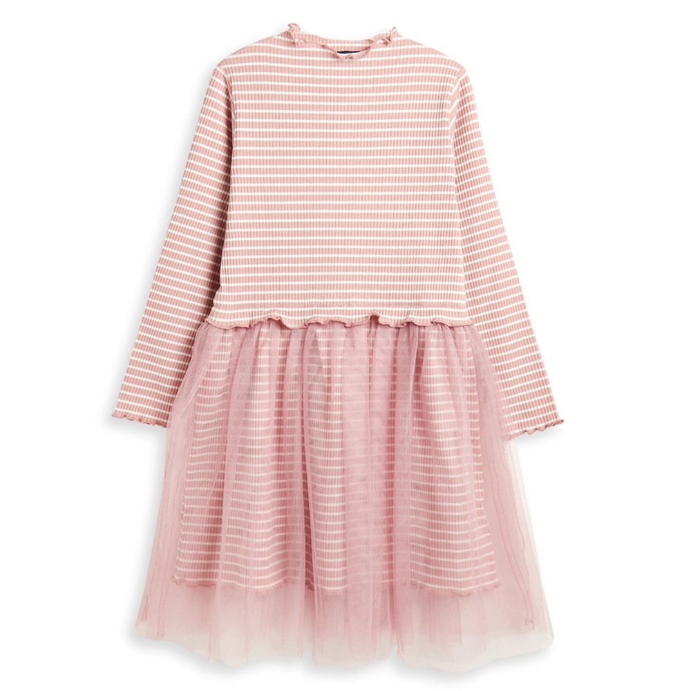 麗嬰房 Little moni - 拼接紗裙洋裝-粉紅