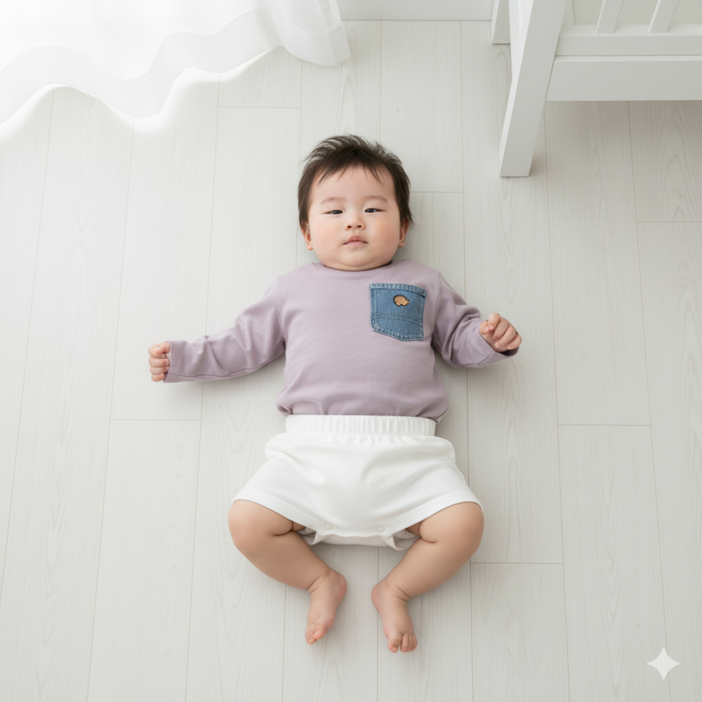 T恤-丹寧布口袋-紫色