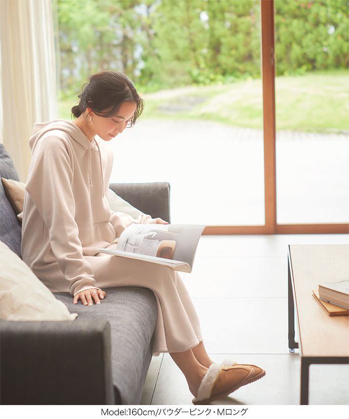 日本 Kobe Lettuce - 極上溫暖 裏起毛修身帽T洋裝-海軍藍