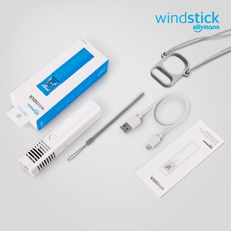 韓國 sillymann - 攜帶型風棒電扇-螢光橘