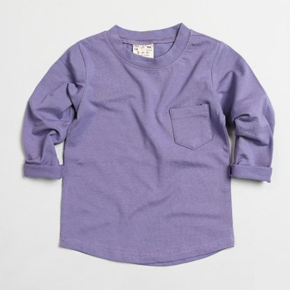 韓國製 - 小口袋莫代爾混紡上衣-紫