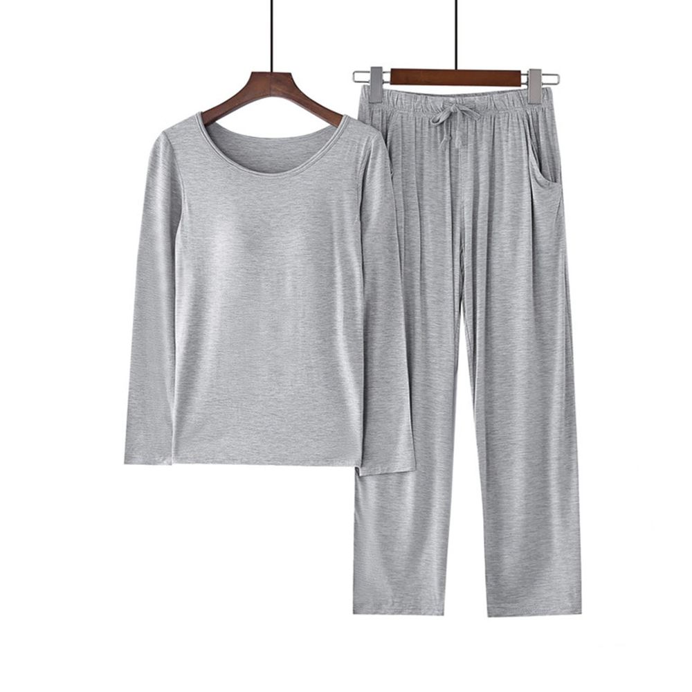 莫代爾柔軟涼感Bra T-長袖套裝-灰色