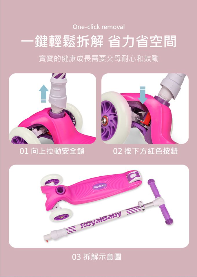 Royalbaby - 可拆滑板車-綠色